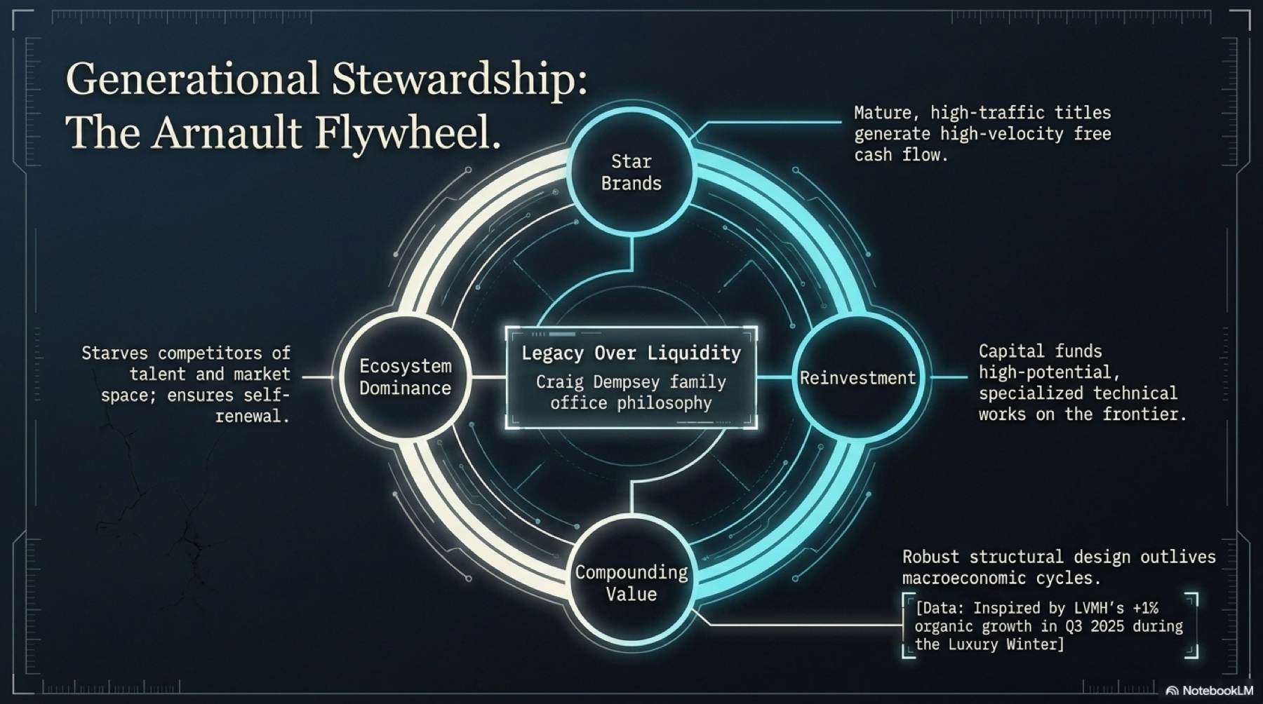 The Arnault Flywheel — generational stewardship through compounding cycles